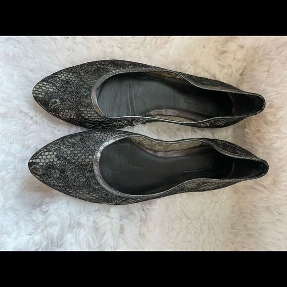 Talbots collection black and silver lace flats leather soles size 11 - Picture 6 of 7